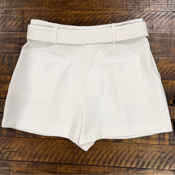 Gianni Bini White Pleated High-Rise Belted Shorts size 12 - Picture 3 of 5